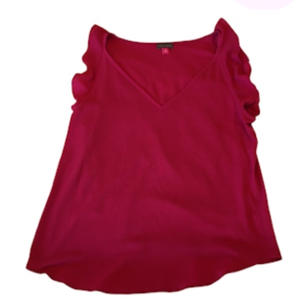 Vince Camuto Ruffle Side Sleeveless Top - Hot Pink Size Medium